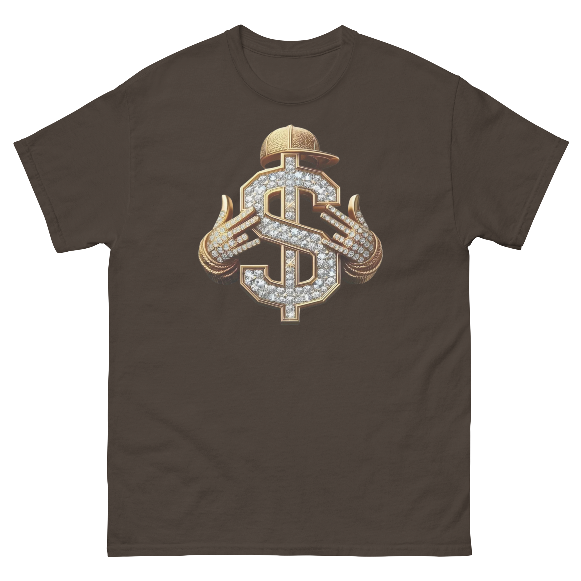 Diamond Dollar Swag Custom Design Unisex Classic T-shirt Physical T-Shirt Style-Junction Dark Chocolate S 