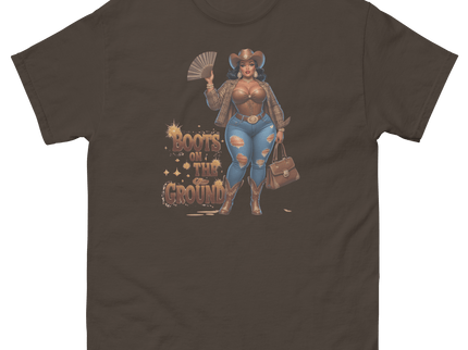 Boots on the Ground Curvy Cowgirl #2 Tee – Bold Western Style Women Tees Style Junction – Custom Digital Designs & Apparel Dark Chocolate S