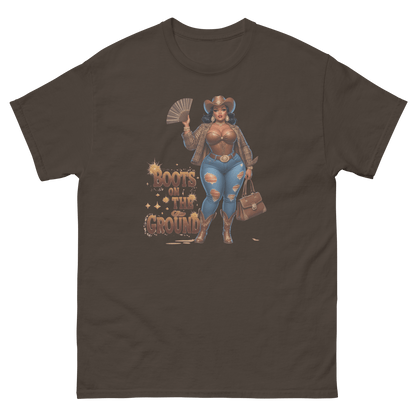 Boots on the Ground Curvy Cowgirl #2 Tee – Bold Western Style Women Tees Style Junction – Custom Digital Designs & Apparel Dark Chocolate S