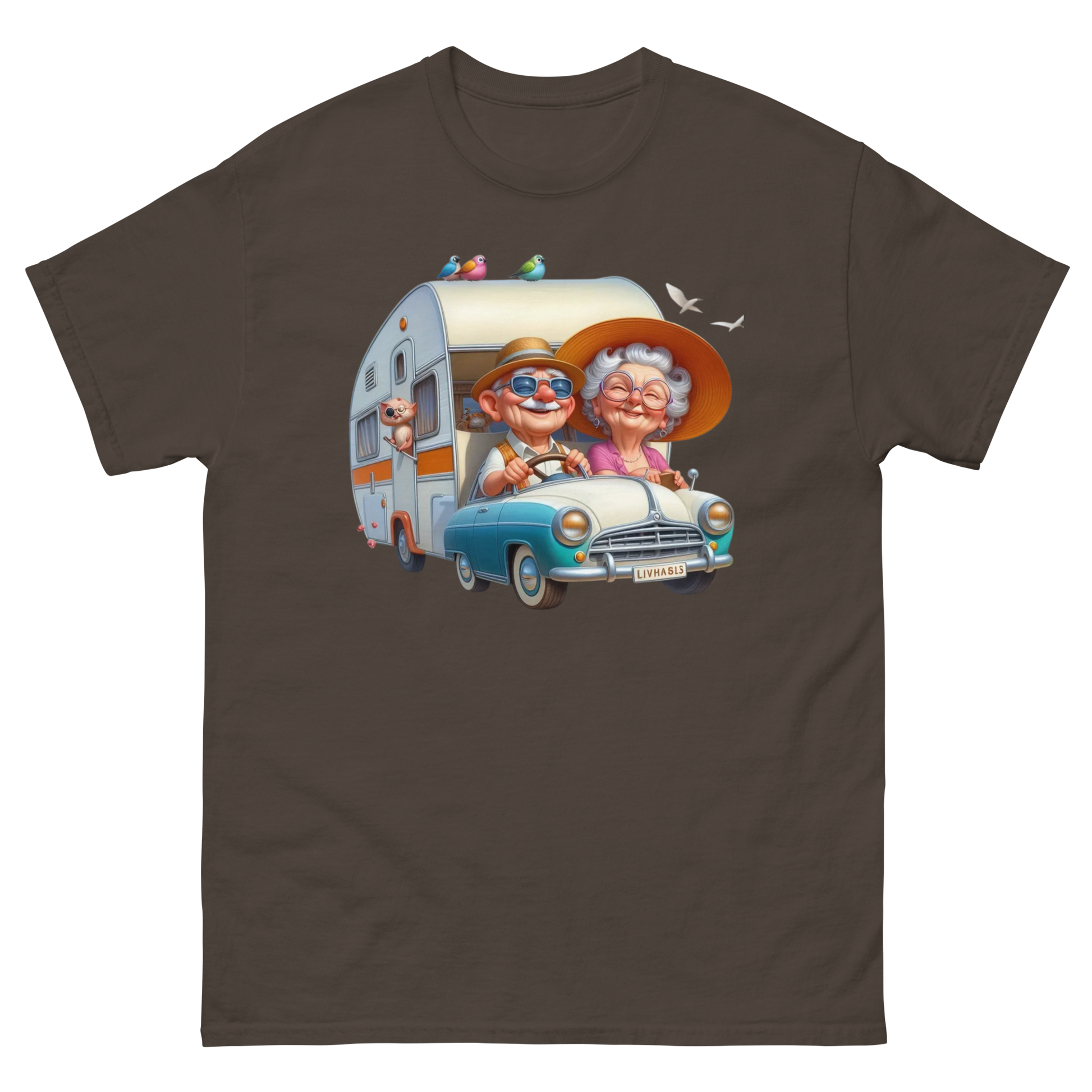 Vintage RV Adventure Tee – Retro Road Trip Camper Graphic Women Tees Style Junction – Custom Digital Designs & Apparel Dark Chocolate S