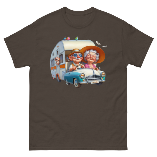 Vintage RV Adventure Tee – Retro Road Trip Camper Graphic Women Tees Style Junction – Custom Digital Designs & Apparel Dark Chocolate S