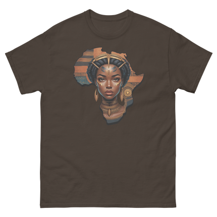 Afrocentric Queen Tee – Tribal Pattern Art, Bold Heritage Vibe #3 Women Tees Style Junction – Custom Digital Designs & Apparel Dark Chocolate S