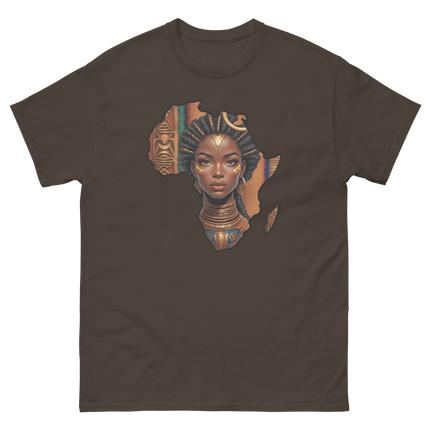 Afrocentric Queen Tee – Tribal Pattern Art, Bold Heritage Vibe #4 Women Tees Style Junction – Custom Digital Designs & Apparel Dark Chocolate S