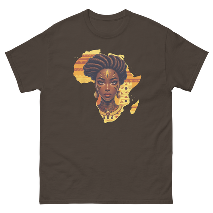 Afrocentric Queen Tee – Tribal Pattern Art, Bold Heritage Vibe #5 Women Tees Style Junction – Custom Digital Designs & Apparel Dark Chocolate S