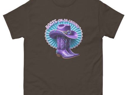 Boots on Da Ground Tee – Purple Fan & Jewel Design #3 Women Tees Style Junction – Custom Digital Designs & Apparel Dark Chocolate S