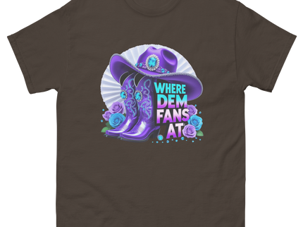 Where Dem Fans At Tee – Glam Cowgirl Boots & Hat Women Tees Style Junction – Custom Digital Designs & Apparel Dark Chocolate S