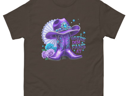 Where Dem Fans At Tee – Purple Roses & Bling Style Women Tees Style Junction – Custom Digital Designs & Apparel Dark Chocolate S