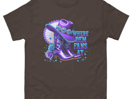 Where Dem Fans At Tee – Sparkling Western Boot Look Women Tees Style Junction – Custom Digital Designs & Apparel Dark Chocolate S