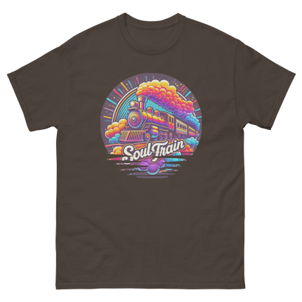 Retro Soul Train Tee – Vibrant 70s Style Graphic T-Shirt Women Tees Style Junction – Custom Digital Designs & Apparel Dark Chocolate S