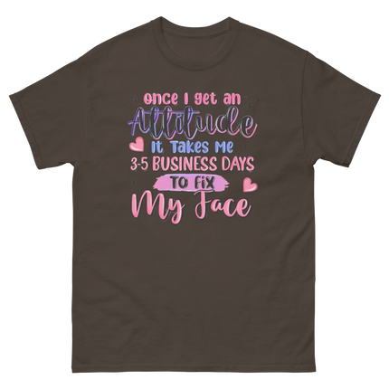Attitude Fix Tee – Funny Pastel Quote Graphic Shirt Women Tees Style Junction – Custom Digital Designs & Apparel Dark Chocolate S