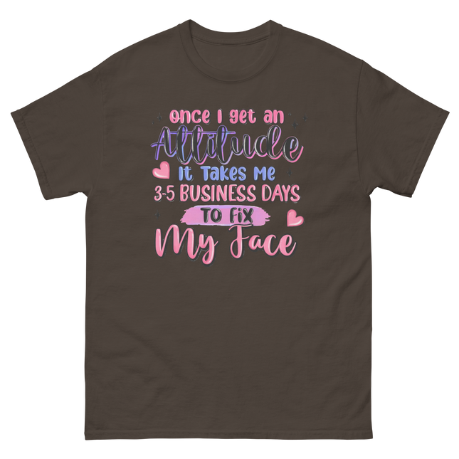 Attitude Fix Tee – Funny Pastel Quote Graphic Shirt Women Tees Style Junction – Custom Digital Designs & Apparel Dark Chocolate S