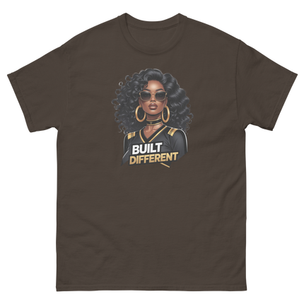 Built Different Tee – Bold Black Art, Gold Statement Style #2 Women Tees Style Junction – Custom Digital Designs & Apparel Dark Chocolate S