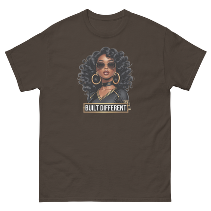 Built Different Tee – Bold Black Art, Gold Statement Style #3 Women Tees Style Junction – Custom Digital Designs & Apparel Dark Chocolate S