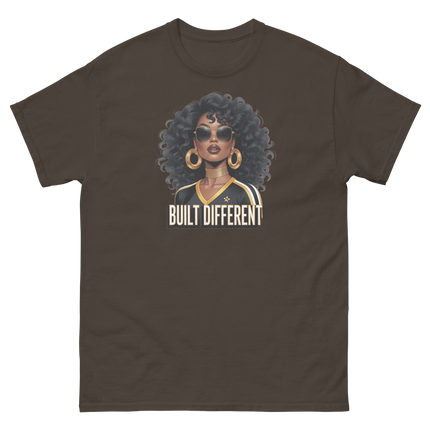 Built Different Tee – Bold Black Art, Gold Statement Style #4 Women Tees Style Junction – Custom Digital Designs & Apparel Dark Chocolate S
