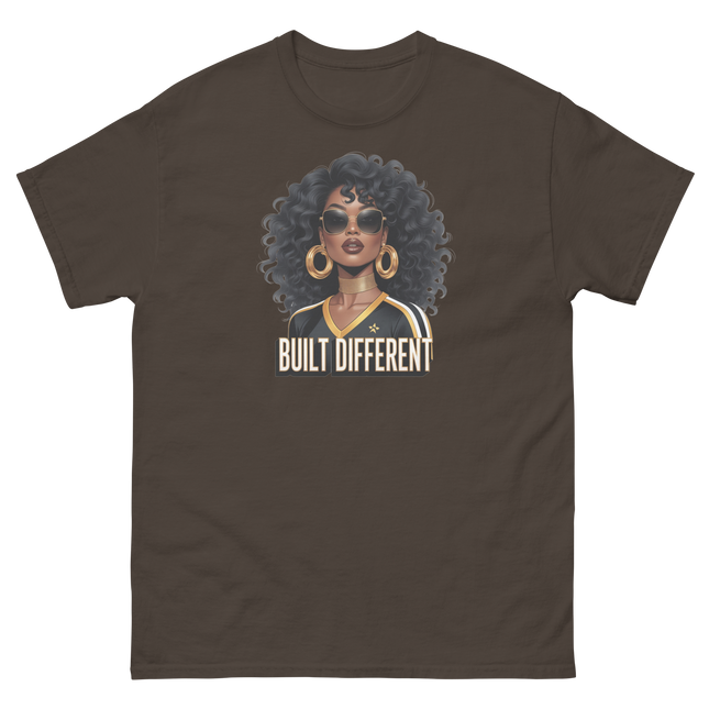 Built Different Tee – Bold Black Art, Gold Statement Style #4 Women Tees Style Junction – Custom Digital Designs & Apparel Dark Chocolate S