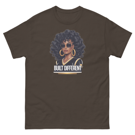 Built Different Tee – Bold Black Art, Gold Statement Style #5 Women Tees Style Junction – Custom Digital Designs & Apparel Dark Chocolate S