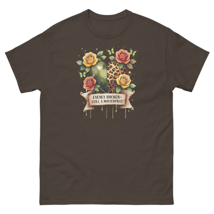 Evenly Broken Leopard Heart Tee – Watercolor Floral Vibes #4 Women Tees Style Junction – Custom Digital Designs & Apparel Dark Chocolate S