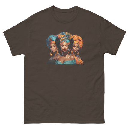 Cultural Crown Tee – Vibrant Afro Headwrap Graphic Shirt Women Tees Style Junction – Custom Digital Designs & Apparel Dark Chocolate S