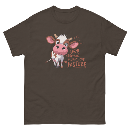 Funny Cow Attitude Tee – Keep Your Bullsh*t Off My Pasture Women Tees Style Junction – Custom Digital Designs & Apparel Dark Chocolate S