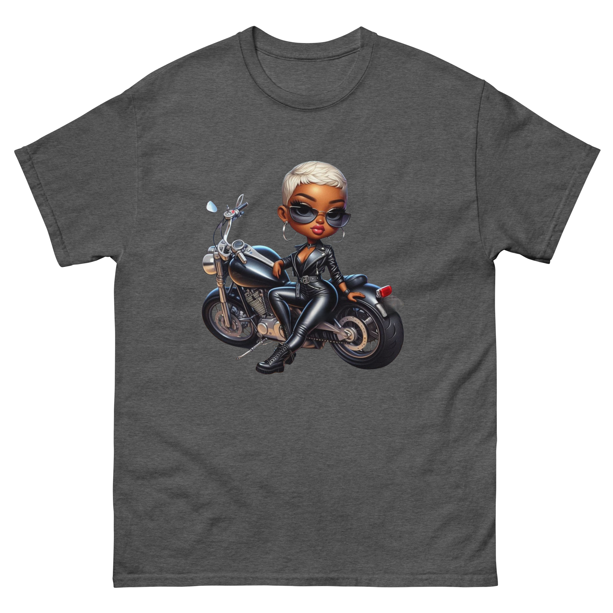 Biker Chic Diva Women's Custom Cotton Classic Tee Physical T-Shirt Style-Junction Dark Heather S