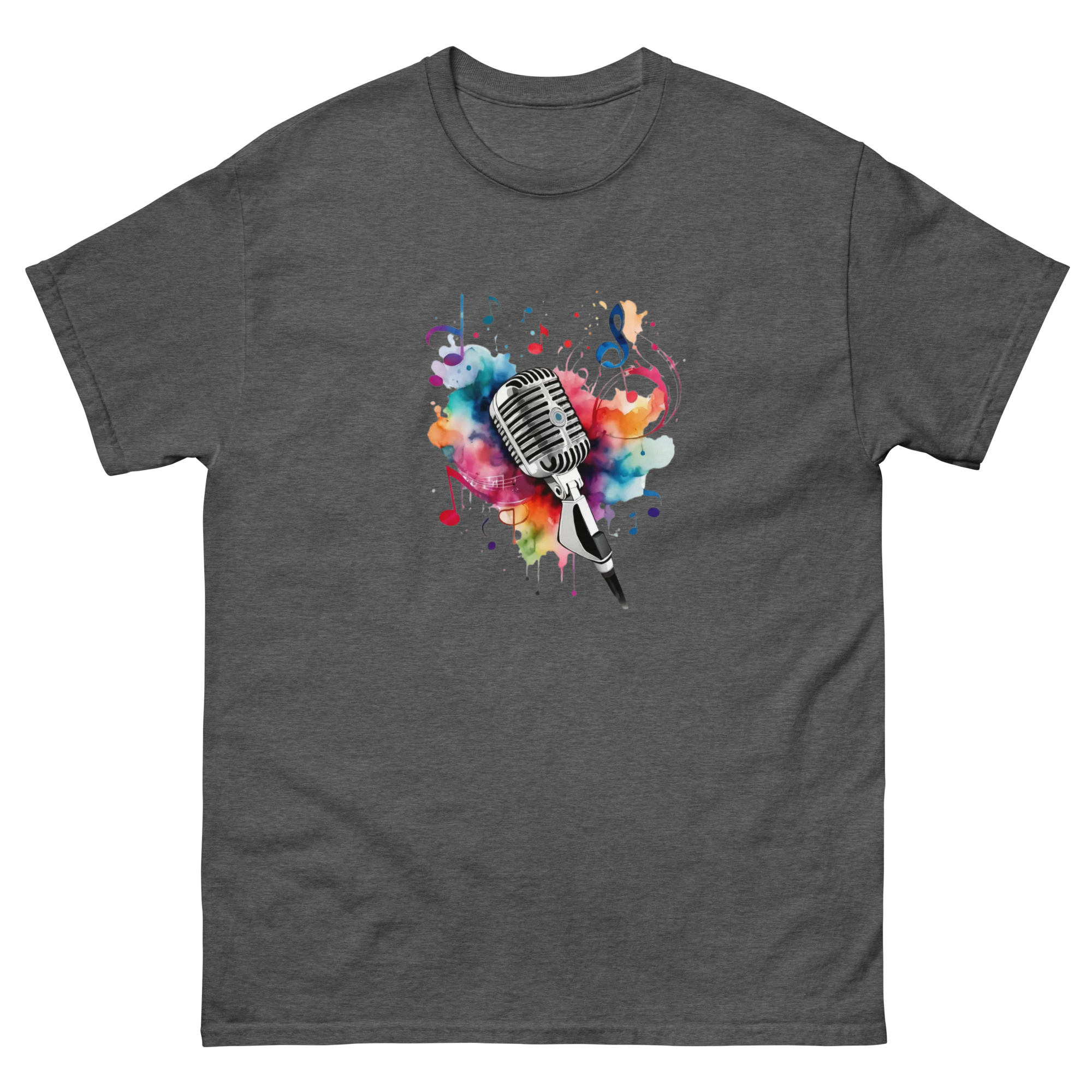 Vibrant Musical Microphone Art Unisex Cclassic Tee Physical T-Shirt Style-Junction Dark Heather S