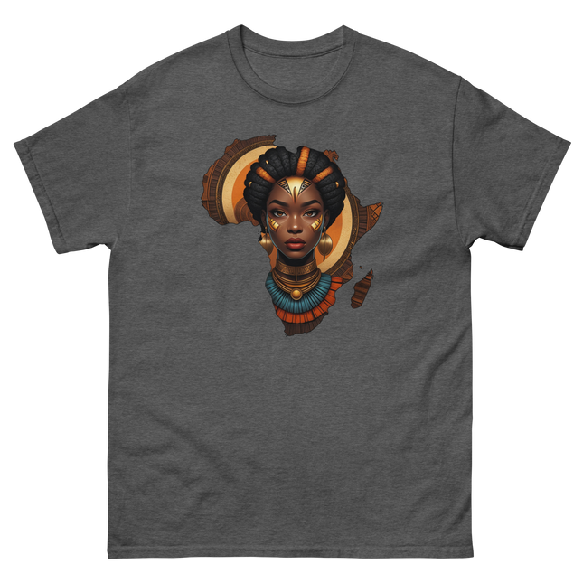 Afrocentric Queen Tee – Tribal Pattern Art, Bold Heritage Vibe #2 Women Tees Style Junction – Custom Digital Designs & Apparel Dark Heather S