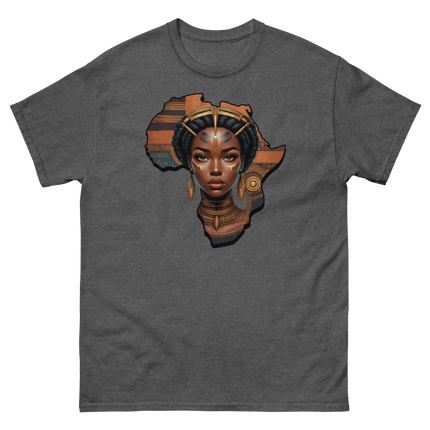 Afrocentric Queen Tee – Tribal Pattern Art, Bold Heritage Vibe #3 Women Tees Style Junction – Custom Digital Designs & Apparel Dark Heather S