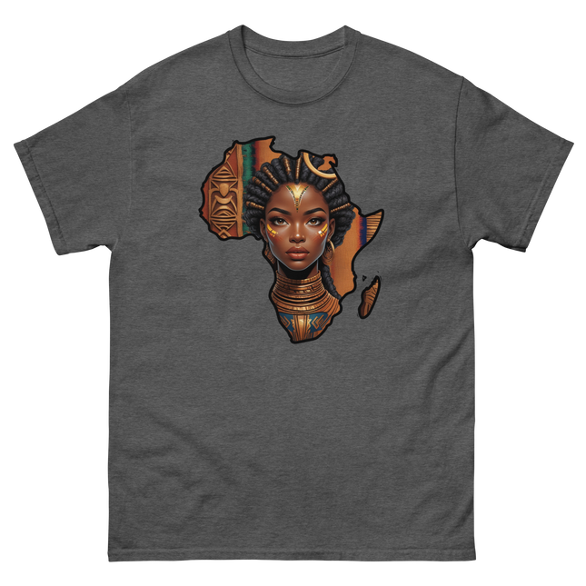 Afrocentric Queen Tee – Tribal Pattern Art, Bold Heritage Vibe #4 Women Tees Style Junction – Custom Digital Designs & Apparel Dark Heather S