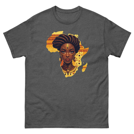Afrocentric Queen Tee – Tribal Pattern Art, Bold Heritage Vibe #5 Women Tees Style Junction – Custom Digital Designs & Apparel Dark Heather S