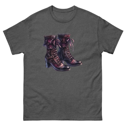 Lace-Up Gothic Boots Illustration Tee Women Tees Style Junction – Custom Digital Designs & Apparel Dark Heather S