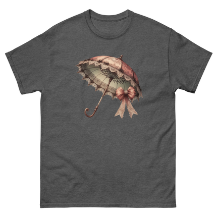 Victorian Lace Parasol Bow Tee Women Tees Style Junction – Custom Digital Designs & Apparel Dark Heather S