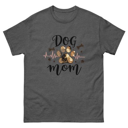 Bold Black & Gold Luxe Dog Mom Tee – Glam Paw Print Style Women Tees Style Junction – Custom Digital Designs & Apparel Dark Heather S