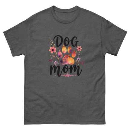 Sunset Floral Dog Mom Tee – Boho Paw & Blooms Design Women Tees Style Junction – Custom Digital Designs & Apparel Dark Heather S