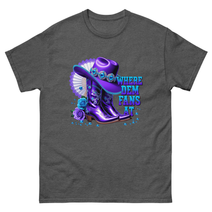 Where Dem Fans At Tee – Sparkling Western Boot Look Women Tees Style Junction – Custom Digital Designs & Apparel Dark Heather S