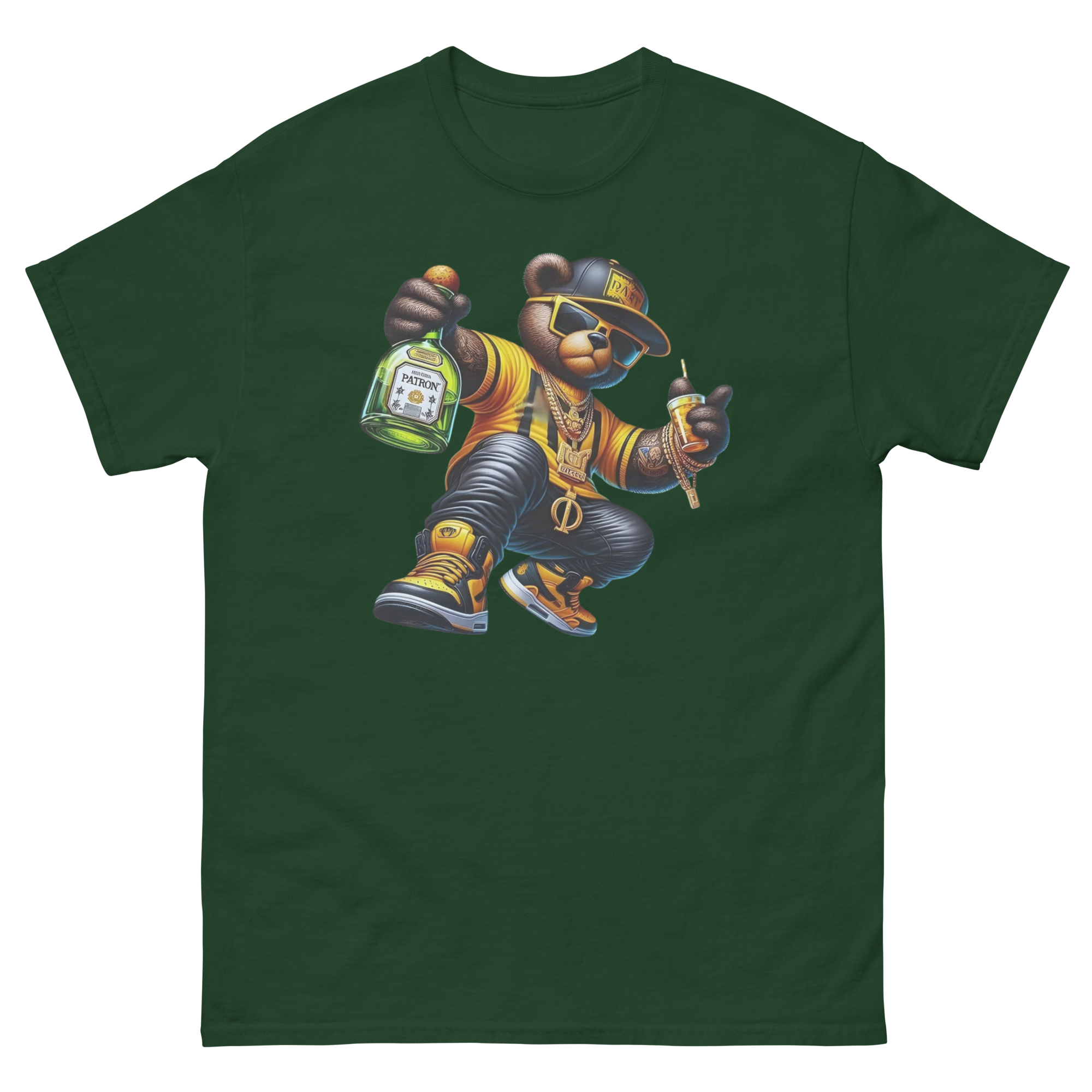 The Patron Bear Boss Custom Design Unisex Classic T-shirt Physical T-Shirt Style-Junction Forest Green S 