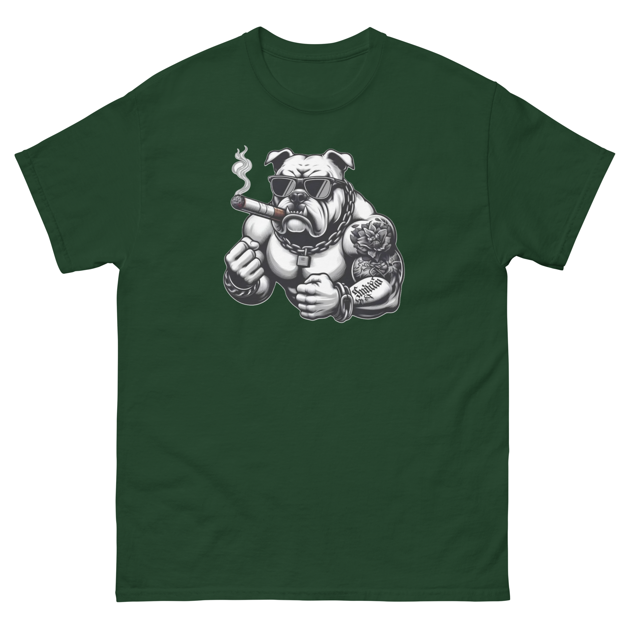 Big Boy Bulldog Design | Men’s Custom Classic T-Shirt Physical T-Shirt Style-Junction Forest Green S 