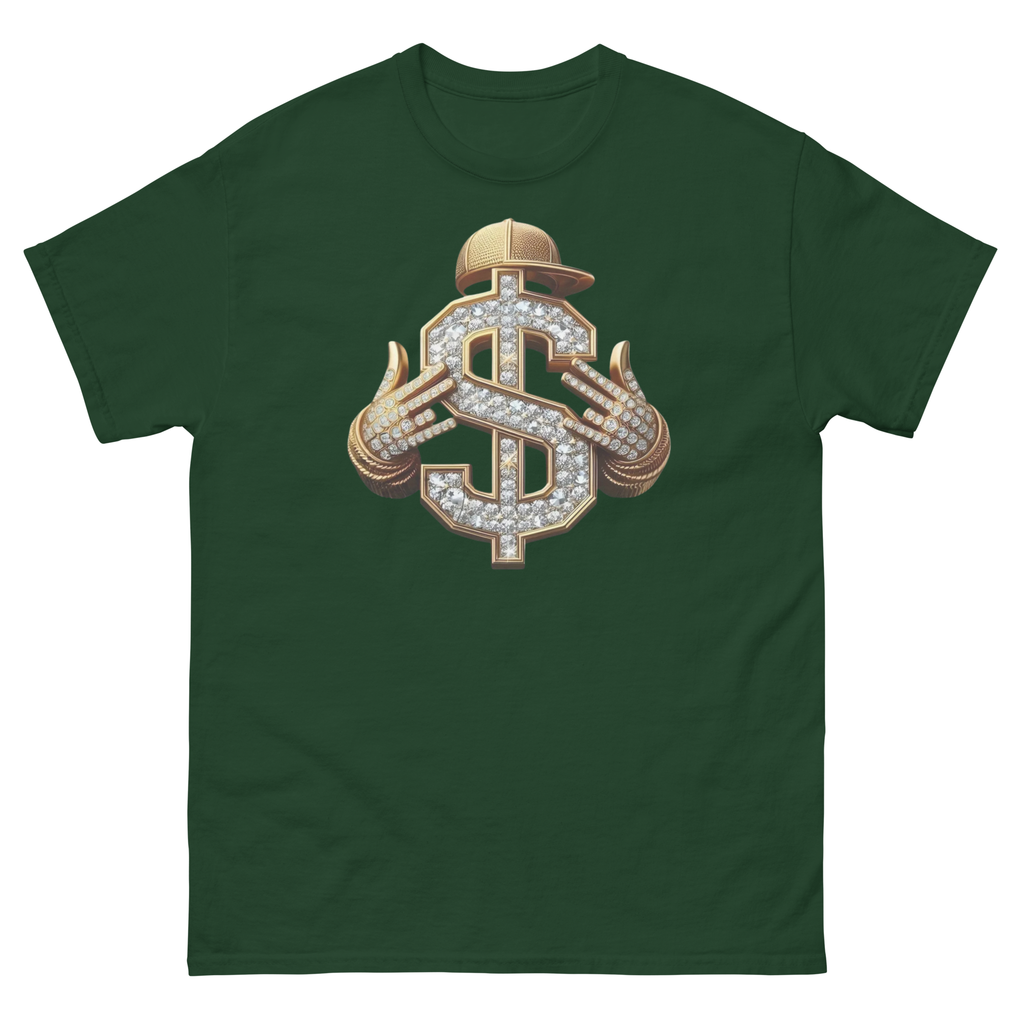 Diamond Dollar Swag Custom Design Unisex Classic T-shirt Physical T-Shirt Style-Junction Forest Green S 