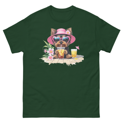 Yorkie Dog #3 Iced Tea Graphic Tee – Floral Summer PNG Print Shirt Women Tees Style Junction – Custom Digital Designs Forest Green S