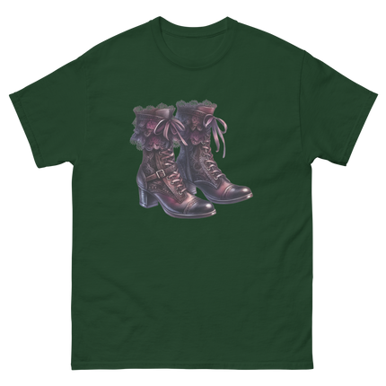 Lace-Up Gothic Boots Illustration Tee Women Tees Style Junction – Custom Digital Designs & Apparel Forest Green S