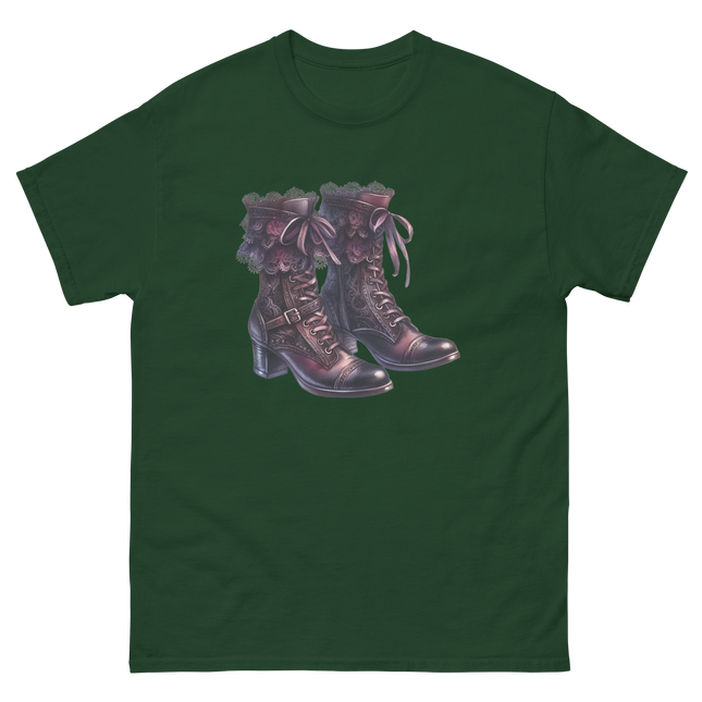 Lace-Up Gothic Boots Illustration Tee Women Tees Style Junction – Custom Digital Designs & Apparel Forest Green S