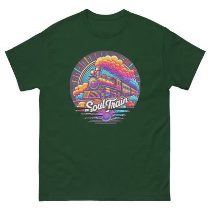 Retro Soul Train Tee – Vibrant 70s Style Graphic T-Shirt Women Tees Style Junction – Custom Digital Designs & Apparel Forest Green S