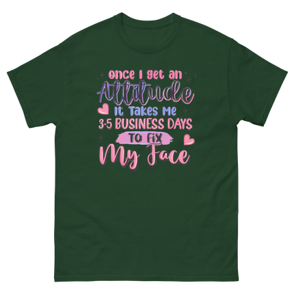 Attitude Fix Tee – Funny Pastel Quote Graphic Shirt Women Tees Style Junction – Custom Digital Designs & Apparel Forest Green S