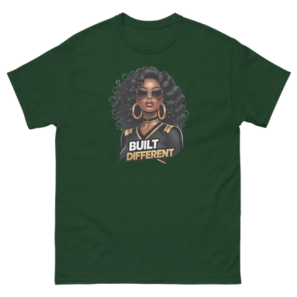 Built Different Tee – Bold Black Art, Gold Statement Style #2 Women Tees Style Junction – Custom Digital Designs & Apparel Forest Green S