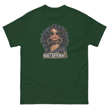 Built Different Tee – Bold Black Art, Gold Statement Style #3 Women Tees Style Junction – Custom Digital Designs & Apparel Forest Green S