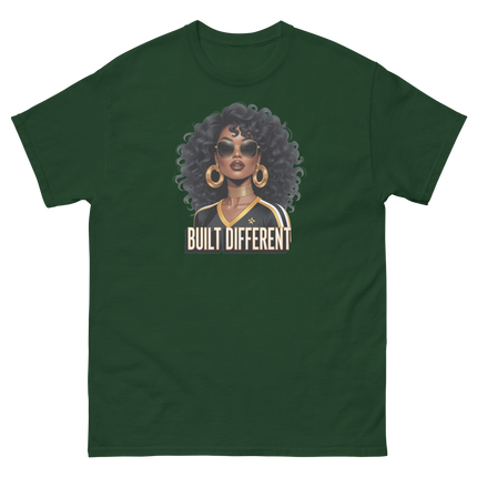 Built Different Tee – Bold Black Art, Gold Statement Style #4 Women Tees Style Junction – Custom Digital Designs & Apparel Forest Green S