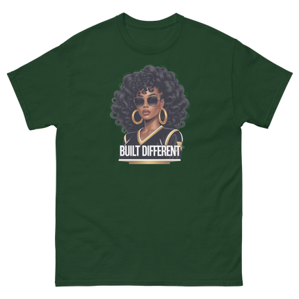 Built Different Tee – Bold Black Art, Gold Statement Style #5 Women Tees Style Junction – Custom Digital Designs & Apparel Forest Green S