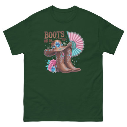 Brown Rhinestone Cowgirl Boots Tee – Boots on Da Ground #3 Women Tees Style Junction – Custom Digital Designs & Apparel Forest Green S