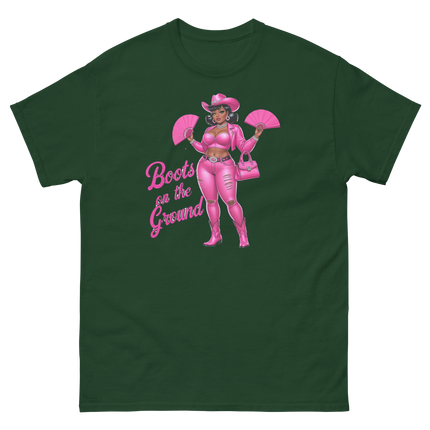 Pink Glam Cowgirl Tee – Boots on the Ground Graphic Shirt #1 Women Tees Style Junction – Custom Digital Designs & Apparel Forest Green S