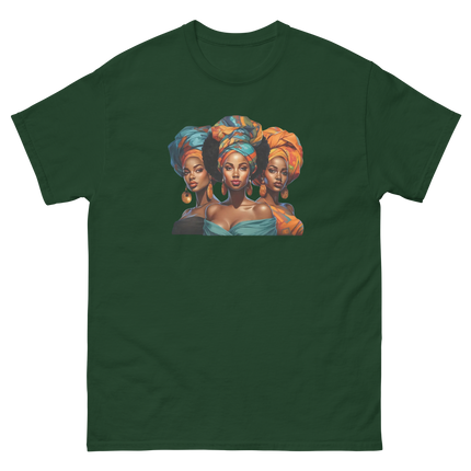 Cultural Crown Tee – Vibrant Afro Headwrap Graphic Shirt Women Tees Style Junction – Custom Digital Designs & Apparel Forest Green S