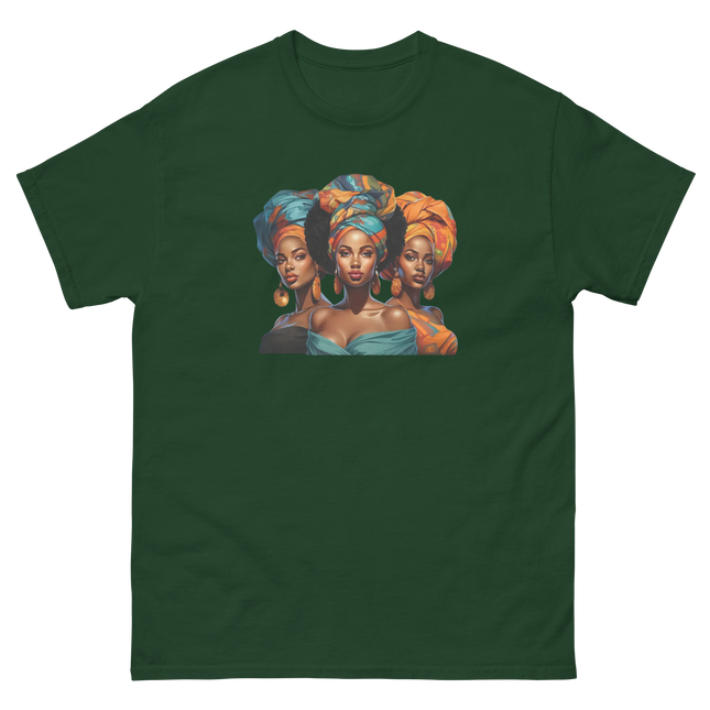 Cultural Crown Tee – Vibrant Afro Headwrap Graphic Shirt Women Tees Style Junction – Custom Digital Designs & Apparel Forest Green S